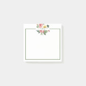 Rosa und gelbe Aquarellblumen personalisiert Post-it Klebezettel (Vorderseite)