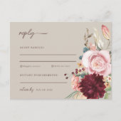 Rosa und gelbe Aquarellblütenhochzeit RSVP Postkarte (Vorderseite)