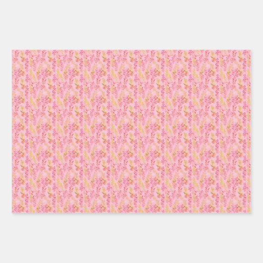 Rosa und gelbe Blätter auf Rosa (Vorderseite 2)