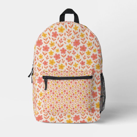 Rosa und gelbe Blume Bedruckter Rucksack (Vorderseite)