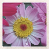Rosa und gelbe Blume Glasuntersetzer (Vorderseite)