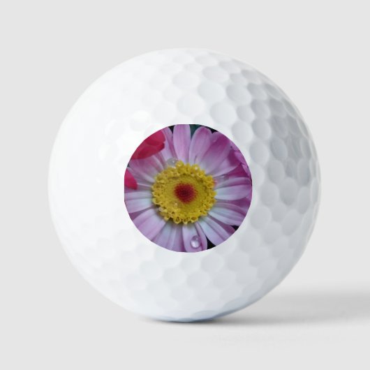 Rosa und gelbe Blume Golfball (Vorderseite)