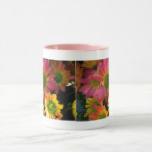 Rosa und gelbe Blume Herbst Getränke Tasse (Zentrum)