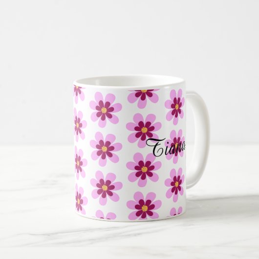 Rosa und gelbe Blume Kaffeetasse (VorderseiteRechts)