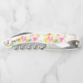 Rosa und gelbe Blume Kellnermesser (Rückseite)