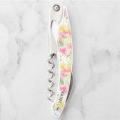 Rosa und gelbe Blume Kellnermesser (Vorderseite)