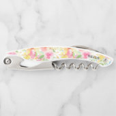 Rosa und gelbe Blume Kellnermesser (Vorderseite)