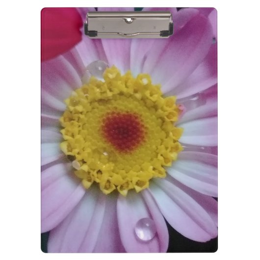 Rosa und gelbe Blume Klemmbrett (Vorderseite)