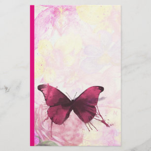Rosa und gelbe Blume mit Schmetterling Briefpapier