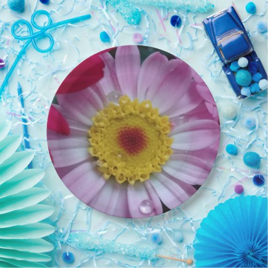 Rosa und gelbe Blume Pappteller (Party)