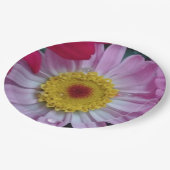 Rosa und gelbe Blume Pappteller (Schrägansicht)