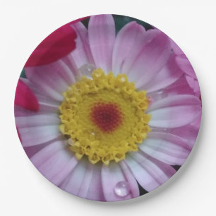 Rosa und gelbe Blume Pappteller