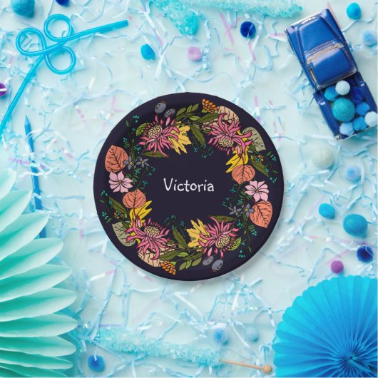 Rosa und gelbe Blume Pappteller (Party)