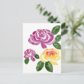 Rosa und gelbe Blume, Peony Postcard Postkarte (Stehend Vorderseite)