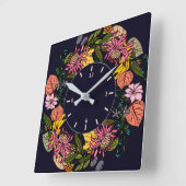 Rosa und gelbe Blume Quadratische Wanduhr (Winkel)