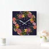 Rosa und gelbe Blume Quadratische Wanduhr (Zuhause)