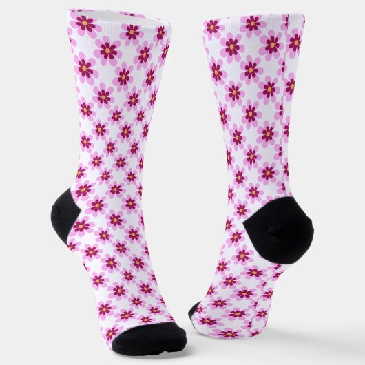Rosa und gelbe Blume Socken (Gewinkelt)