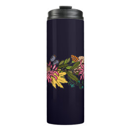 Rosa und gelbe Blume Thermosbecher