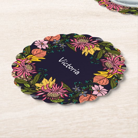 Rosa und gelbe Blume Untersetzer (angewinkelt)