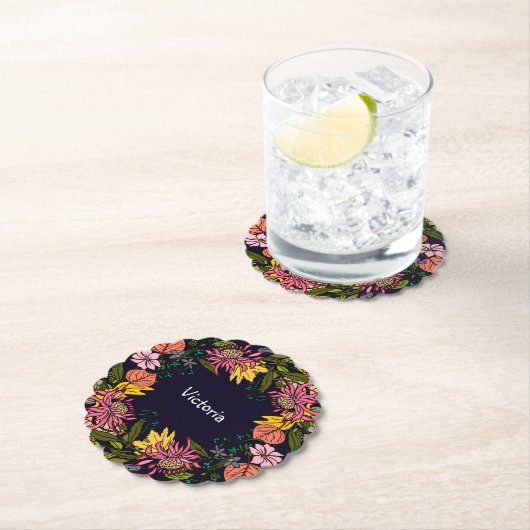 Rosa und gelbe Blume Untersetzer (Vor Ort)