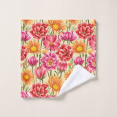 Rosa und gelbe Blumen Badezimmer Handtuch Set (Waschlappen)
