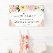 Rosa und gelbe Blumen Begrüßung Banner (Insitu)
