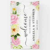 Rosa und gelbe Blumen Begrüßung Banner (Vertikal)
