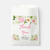 Rosa und gelbe Blumen Brautparty Danke Geschenktütchen (Vorderseite)