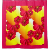 Rosa und gelbe Blumen Duschvorhang (Vorderseite)