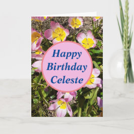 Rosa und gelbe Blumen Geburtstagskarte Karte