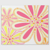 Rosa und gelbe Blumen Geschenkpapier (Flach)