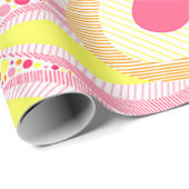 Rosa und gelbe Blumen Geschenkpapier (Rolleneckpunkt)