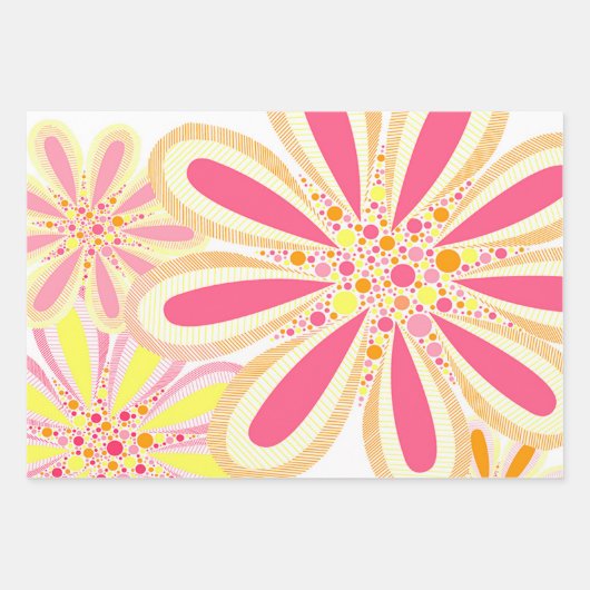 Rosa und gelbe Blumen Geschenkpapier Set (Vorderseite 2)