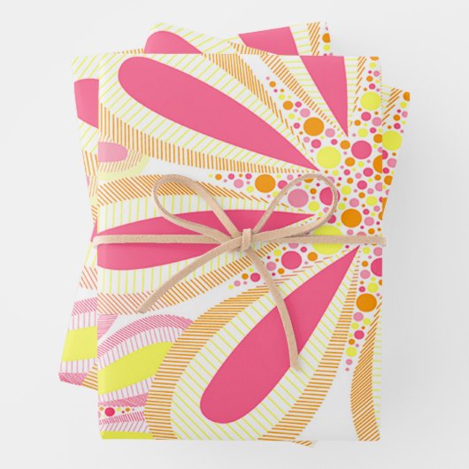 Rosa und gelbe Blumen Geschenkpapier Set (Beispiel)