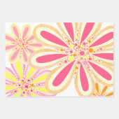 Rosa und gelbe Blumen Geschenkpapier Set (Vorderseite)