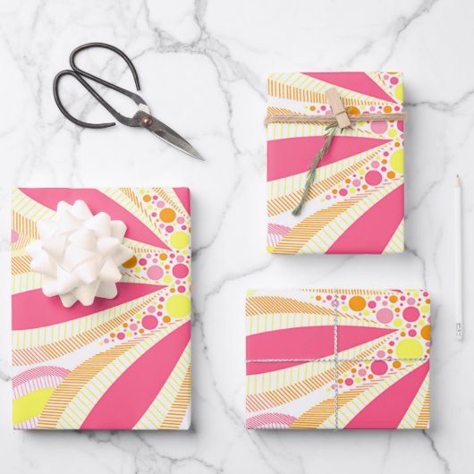 Rosa und gelbe Blumen Geschenkpapier Set (Vorderseite)