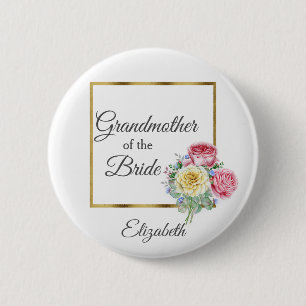 Rosa und gelbe Blumen Großmutter der Braut Button