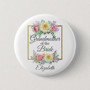 Rosa und gelbe Blumen Großmutter der Braut Button