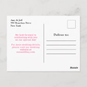 Rosa und gelbe Blumen heiraten das Datum Postkarte (Rückseite)