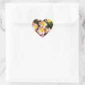 Rosa und gelbe Blumen Herz-Aufkleber (Tasche)