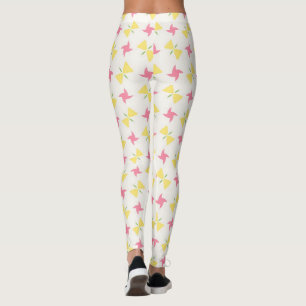 Rosa und gelbe Blumen im Windrad-Design Leggings