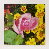 Rosa und gelbe Blumen Jigsaw Puzzle (Horizontal)