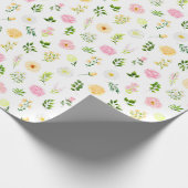Rosa und gelbe Blumen mit Blattmuster Geschenkpapier (Ecke)