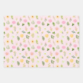 Rosa und gelbe Blumen mit Blattmuster Geschenkpapier Set (Vorderseite 2)
