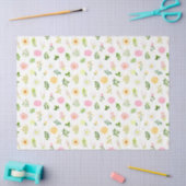 Rosa und gelbe Blumen mit Blattmuster Seidenpapier (Basteln)
