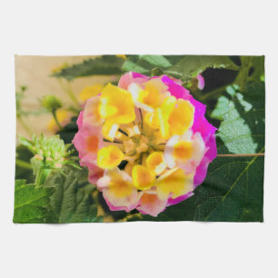 Rosa und gelbe Blumen-Pflanze des Küchentuches Geschirrtuch