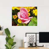 Rosa und gelbe Blumen Poster (Heimbüro)