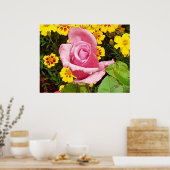 Rosa und gelbe Blumen Poster (Küche)