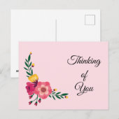 Rosa und gelbe Blumen Postkarte (Vorne/Hinten)