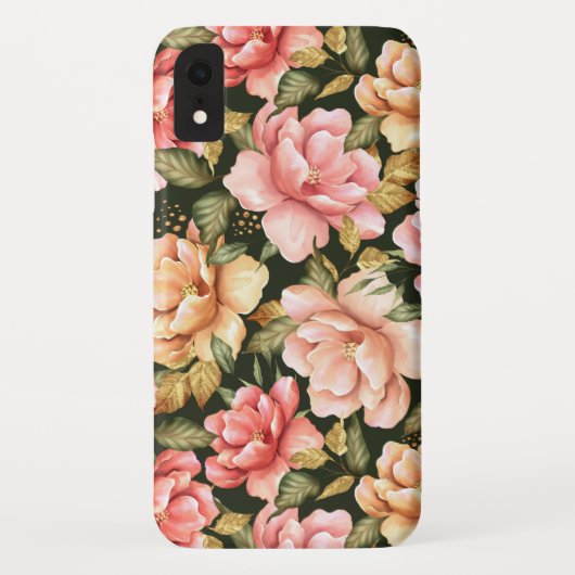 Rosa und gelbe Blumen. Romantisches Muster Case-Mate iPhone Hülle (Rückseite)